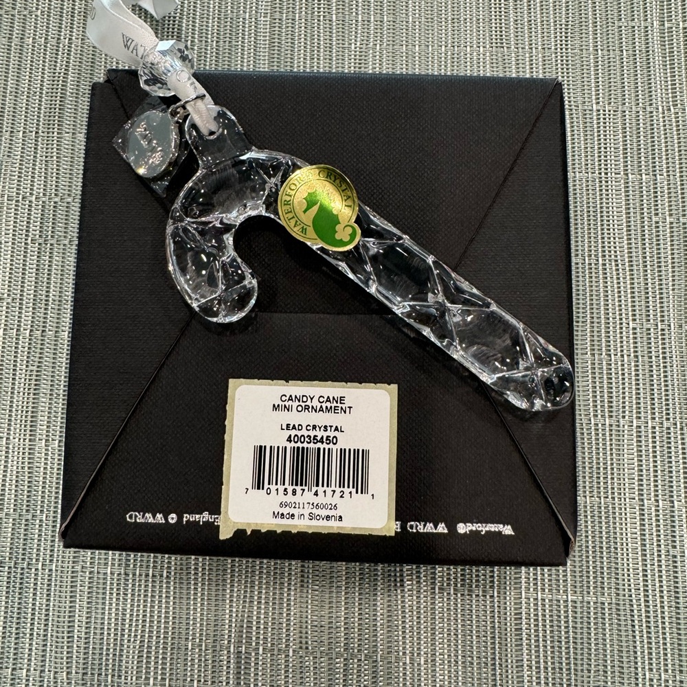 NEW with Tags! Waterford Crystal Mini Candy Cane ornament.